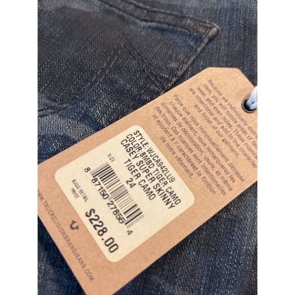 True Religion Women's Casey Super Skinny Jean in Tiger Camo Sz 24 $228 - Picture 3 of 8